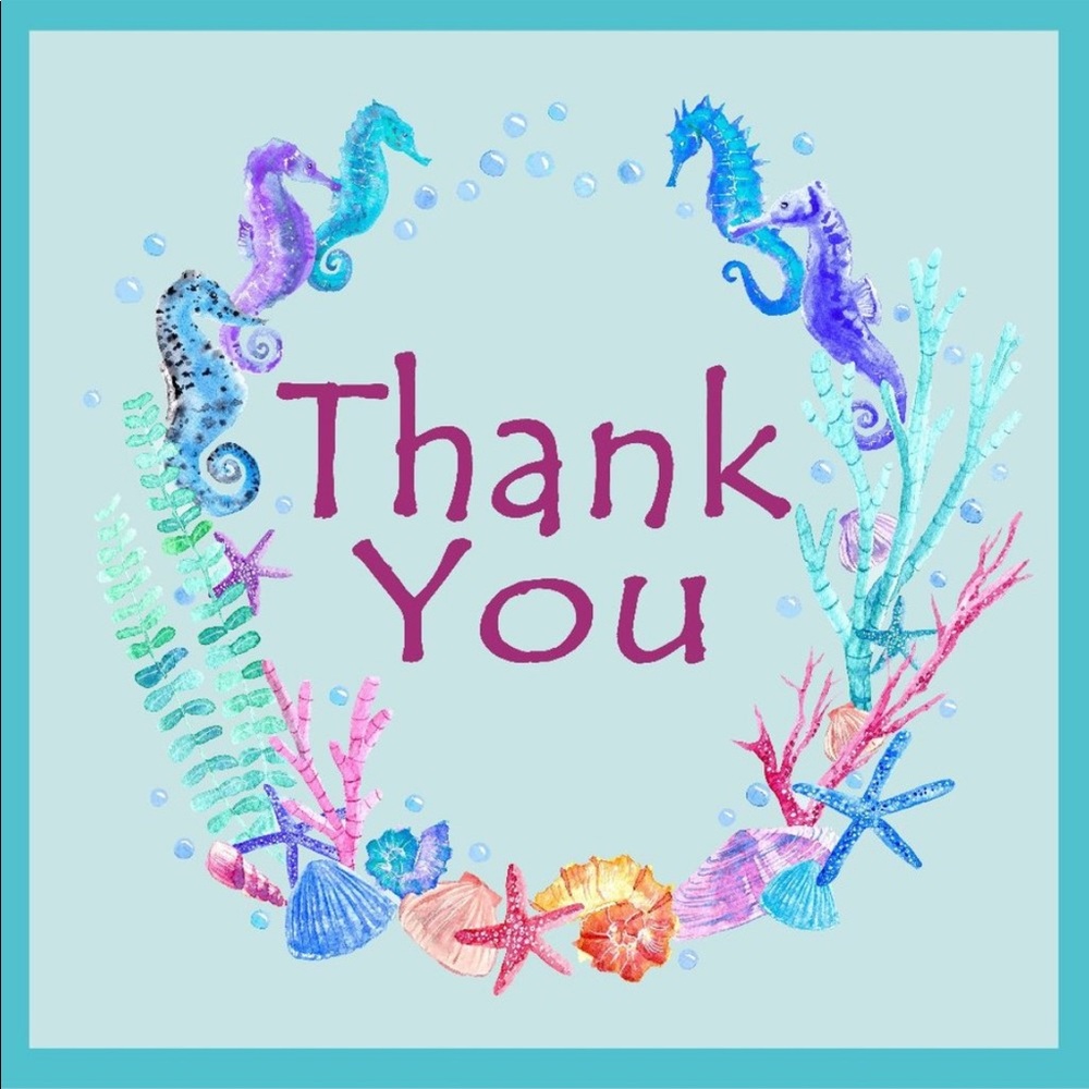 100 (2x2 Inch) Square Stickers, Seahorses High Gloss, Thank You - Picture 2 of 2